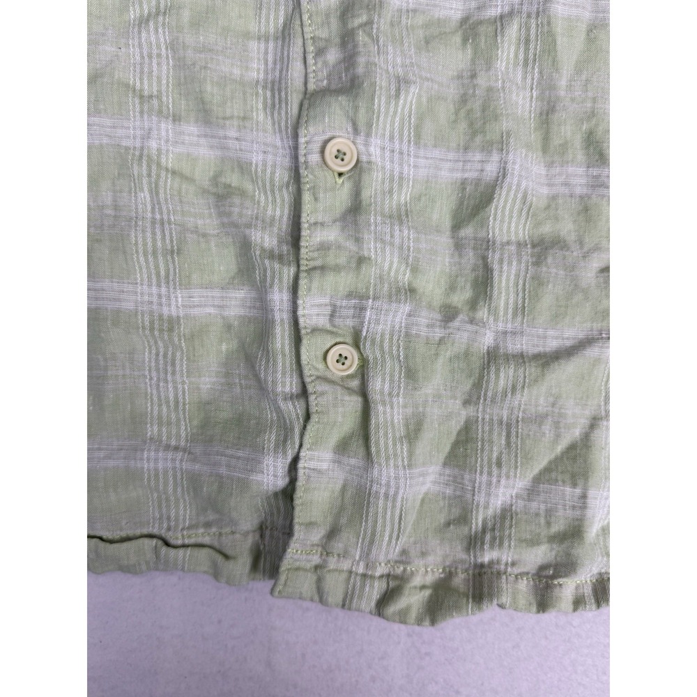 Tommy Bahama Men's‎ Green Plaid Button Up Camp Shirt Size L Large 100% Linen - Picture 3 of 7